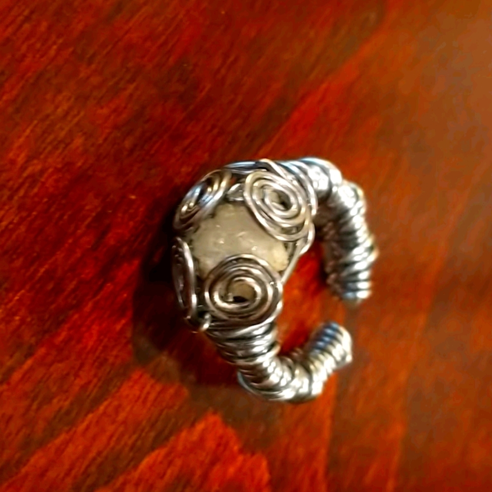 Handmade, wire wrapped ladies ring